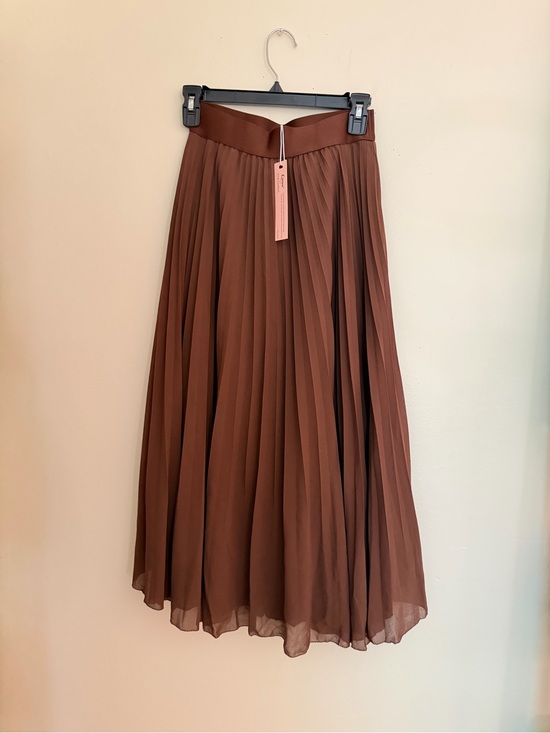 Qinsen Dresses & Skirts - Pleated Maxi Skirt in Chocolate Brown - Unbranded